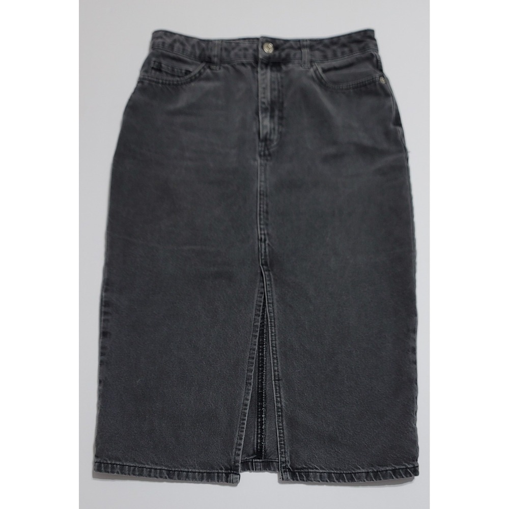 LCW Jeans Women's Black Denim High Rise Pencil Skirt With Front Slit Size 38